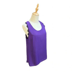41‎ Hawthorn Lace Detail Trim  Sleeveless Tank Top Blouse Purple Size M